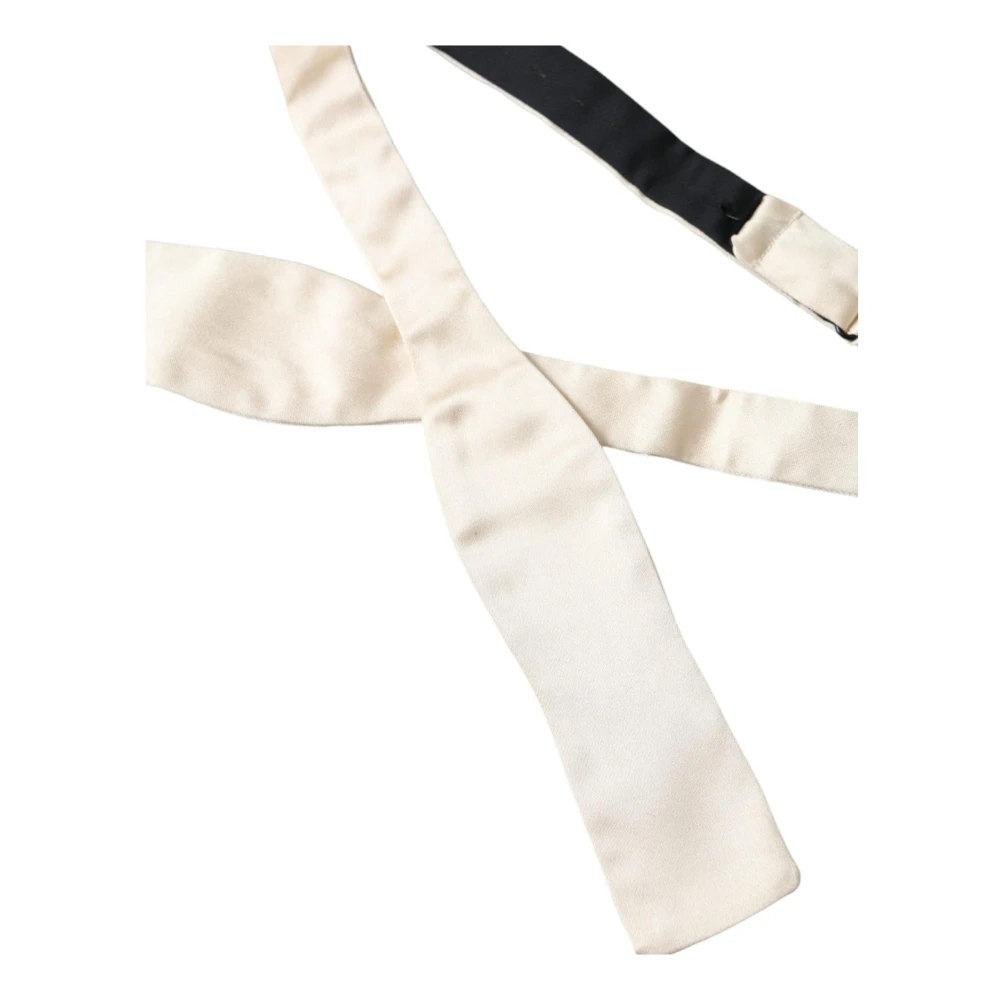 Dolce & Gabbana Beige Zijden Vlinderdas Verstelbare Lengte Beige Heren