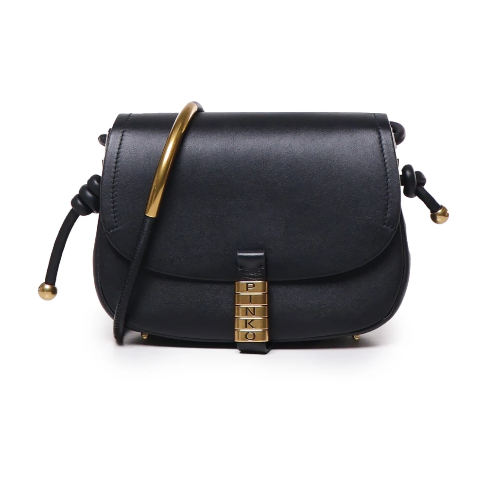 pinko Zwarte Schoudertas met Zijknopen Black Dames