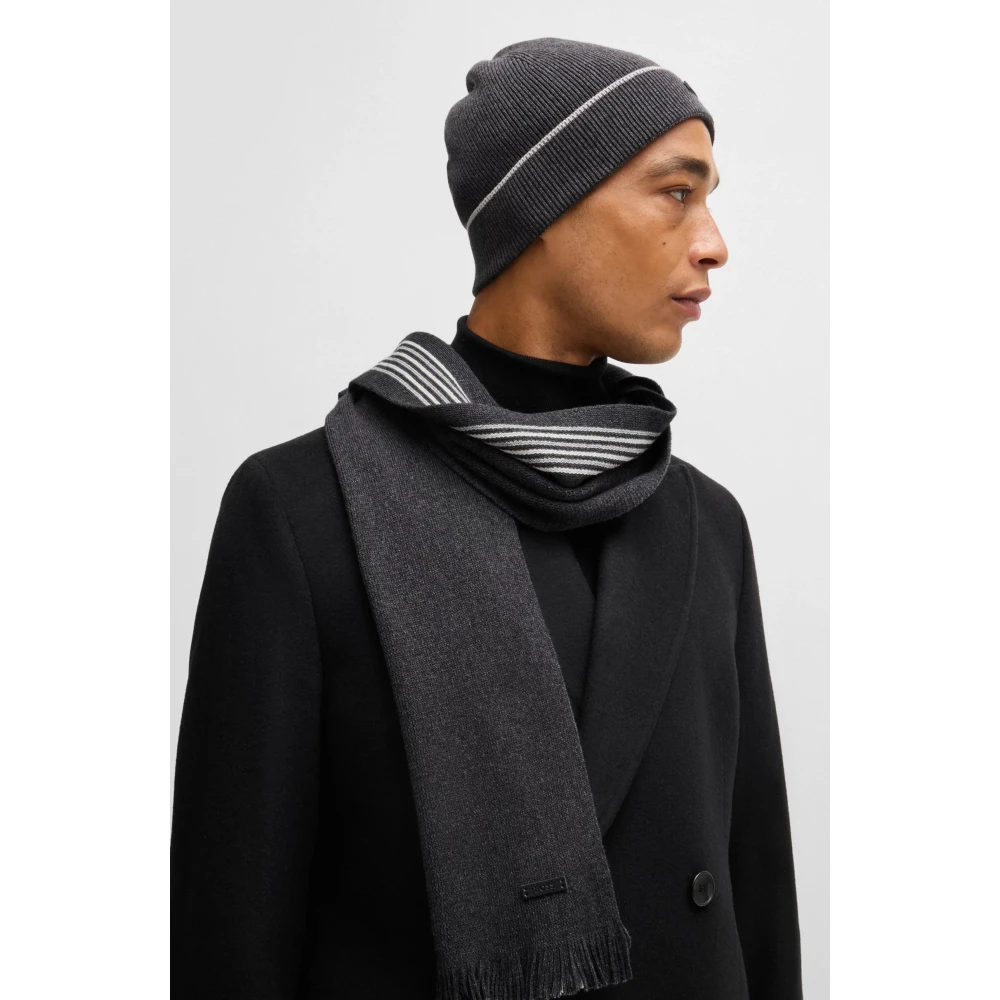 Hugo Boss Stijlvolle Sjaal en Hoed Set Gray Heren