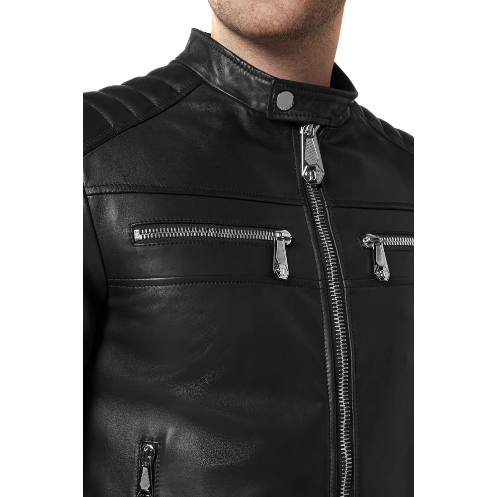 Philipp Plein Zwarte Jassen voor Mannen Aw23 Black Heren