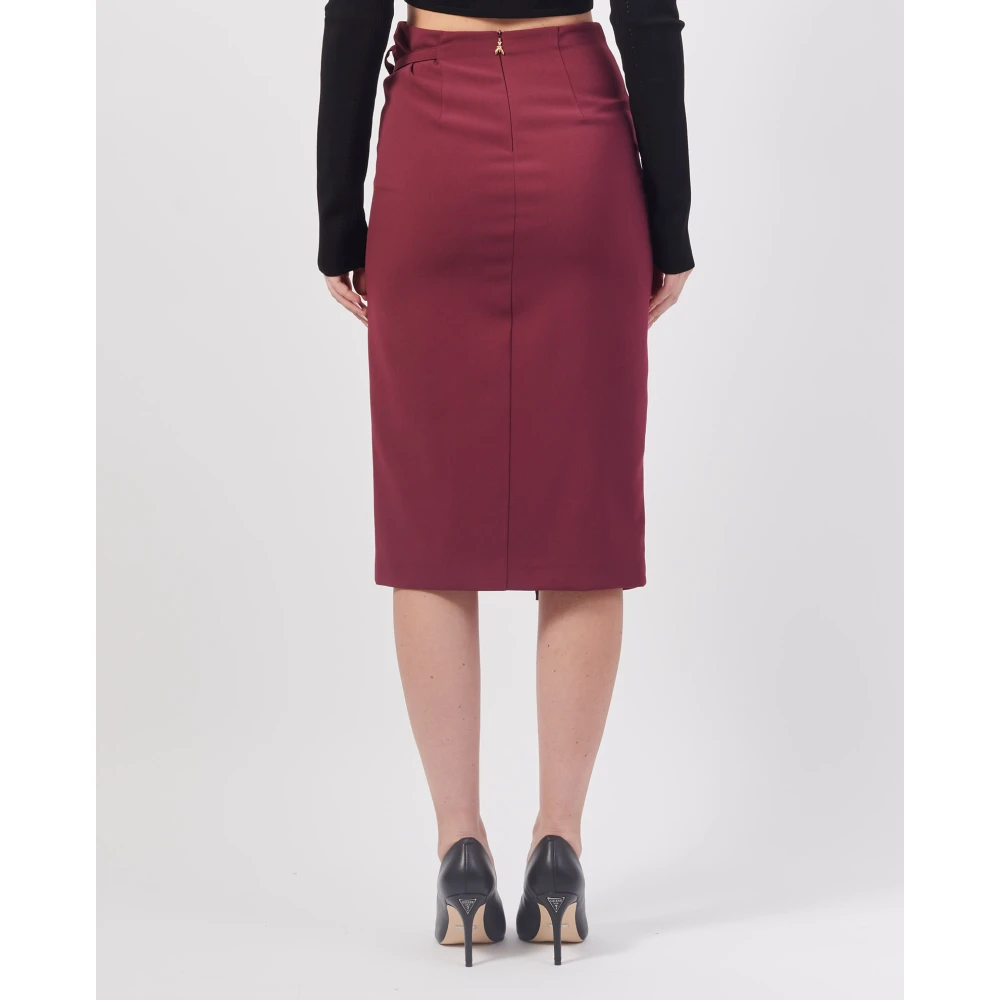 PATRIZIA PEPE Bordeaux Wikkelrok Crepe Stretch Red Dames