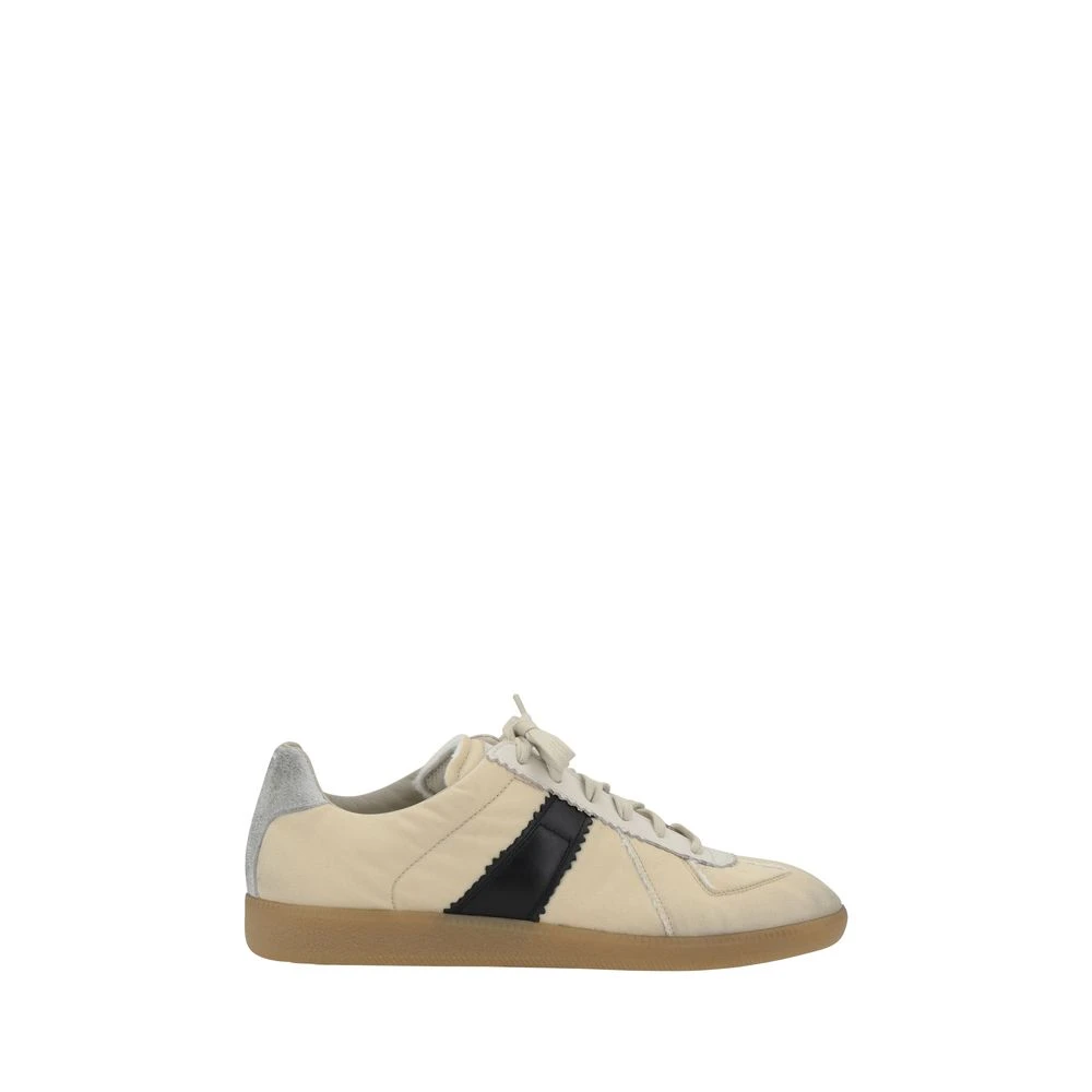 Maison Margiela Men's Beige Vintage Style Sneakers With Lace-Up Closure