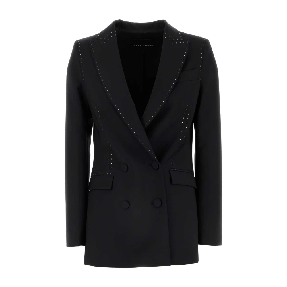 Hebe Studio Stretch wollen Bianca blazer in zwart Black Dames