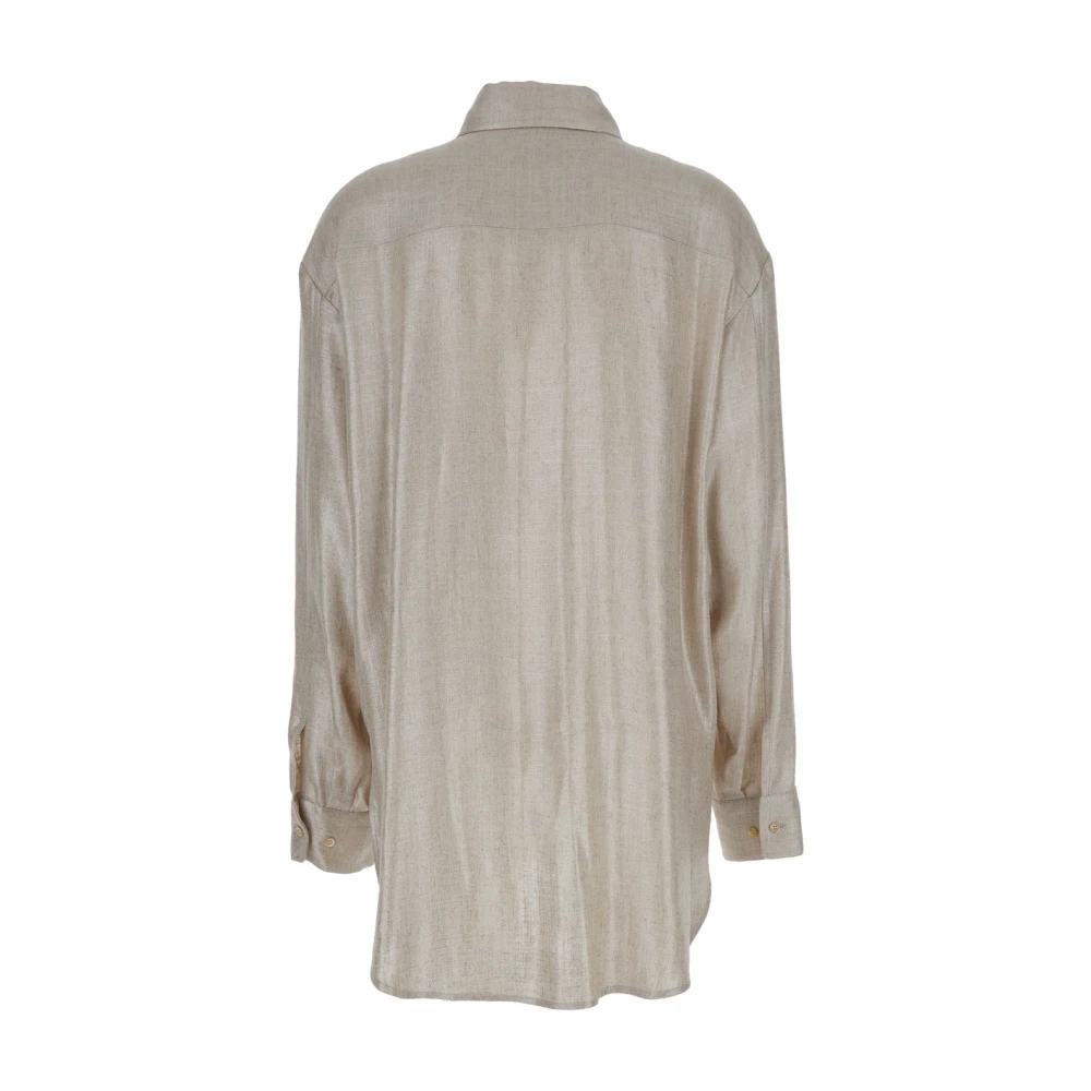 Plain Units Oversized Gelamineerd Grijs Shirt Gray Dames