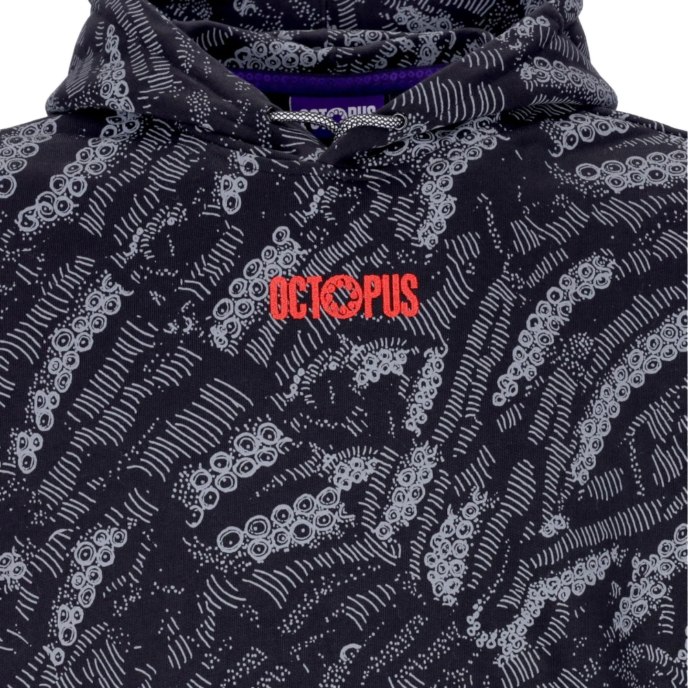 Octopus Zwarte Deco Hoodie met Tentakel Print Black Heren