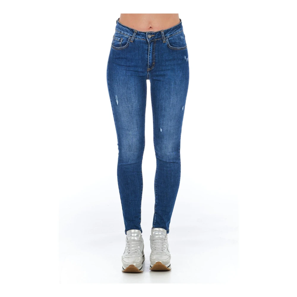 Frankie Morello Sliten Tvätt Denim Jeans Multi-Fickor Blue, Dam