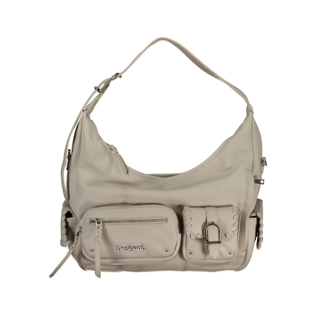 Desigual Women's Beige Shoulder Bags, One Size, White Handbag With Adjustable Shoulder Strap