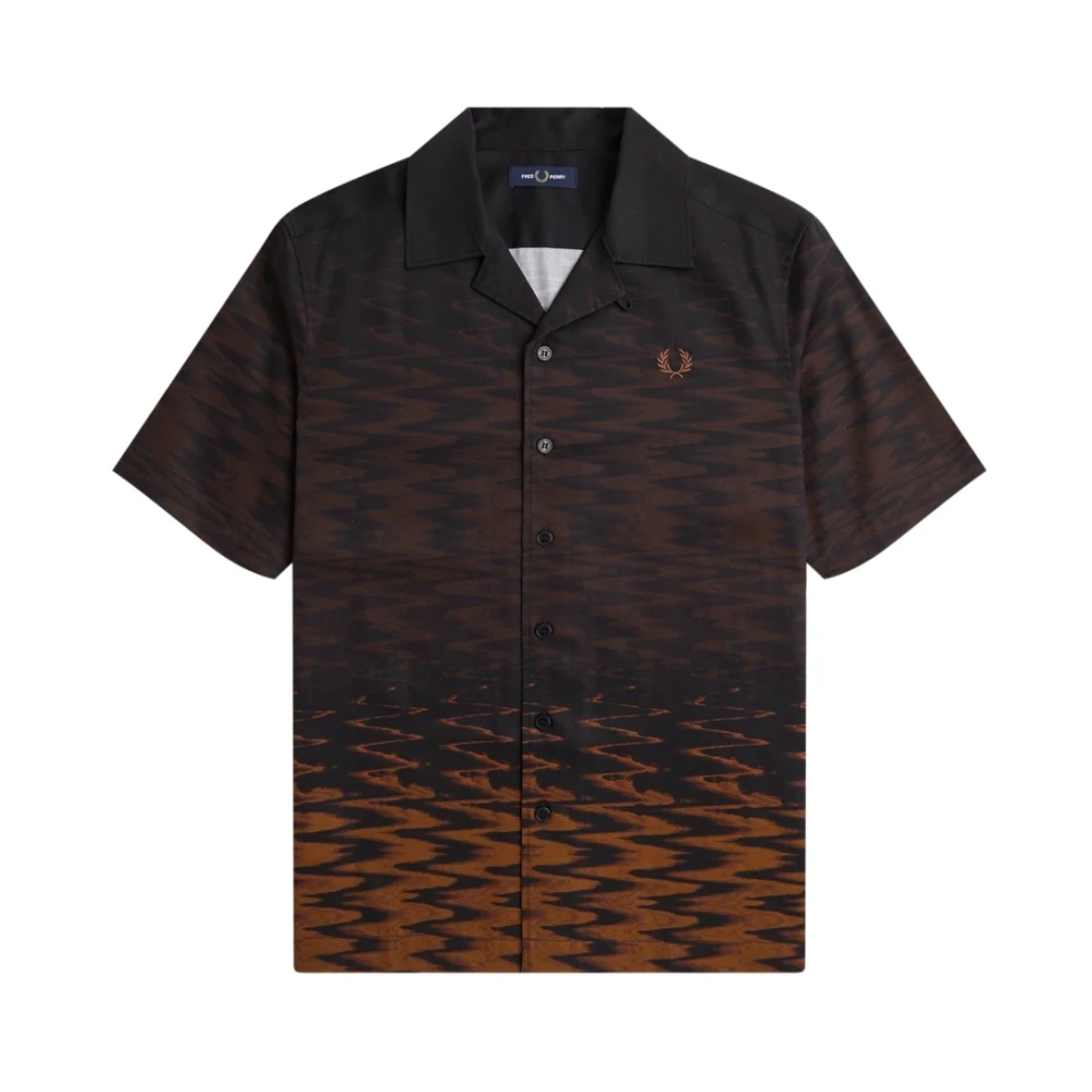 Fred Perry Wave Graphic Revere Collar Shirt Black Heren