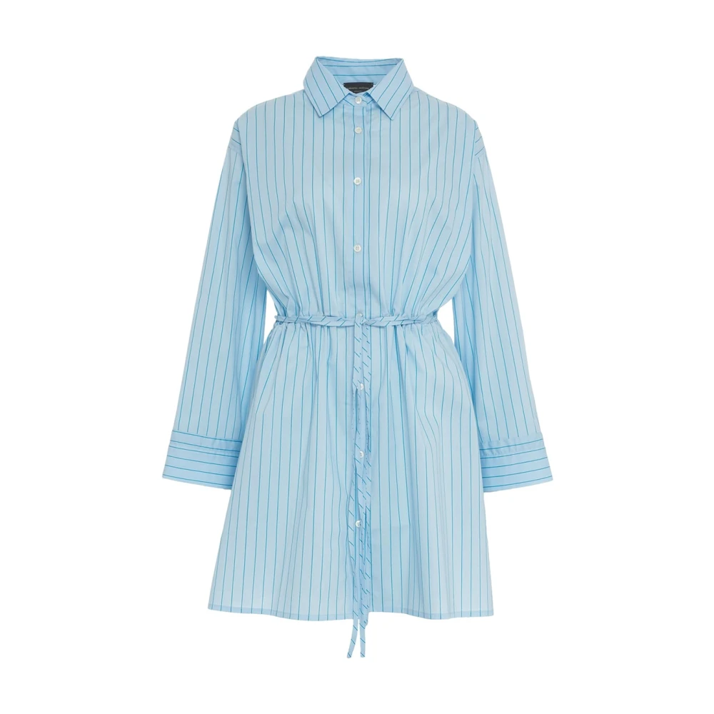 Roberto Collina Blauwe Gestreepte Blousejurk Blue Dames