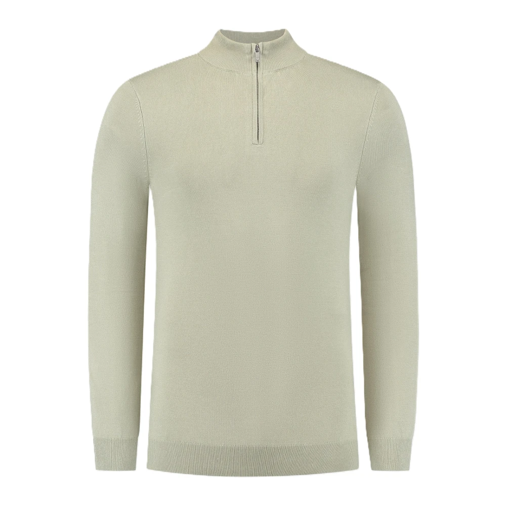 Pure Path Essentiële Half-Zip Gebreide Trui Green Heren