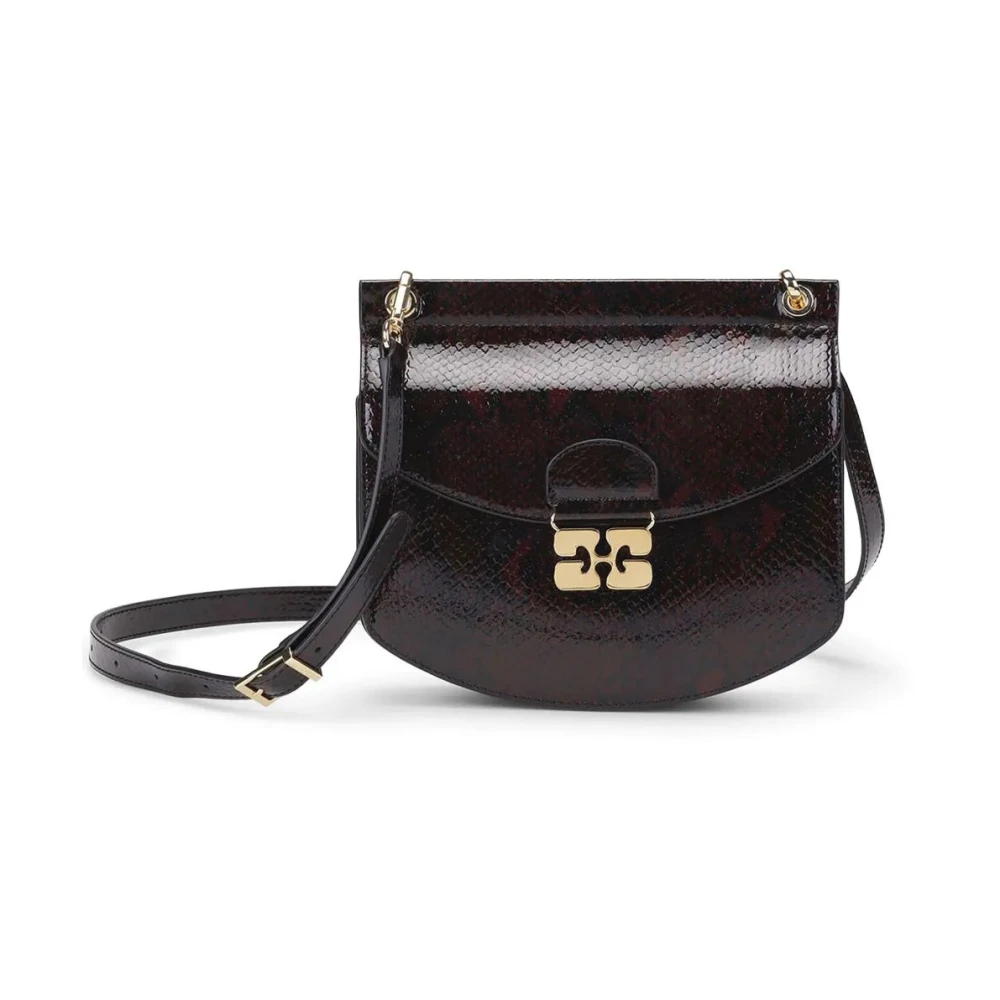 Ganni Kleine Bicolor Snake Tas Black Dames