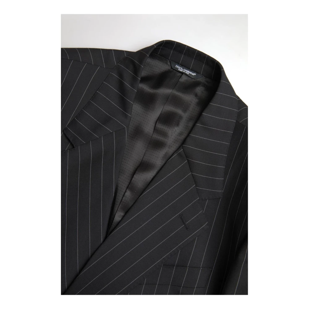 Dolce & Gabbana Zwarte Gestreepte Single-Breasted Blazer Black Heren