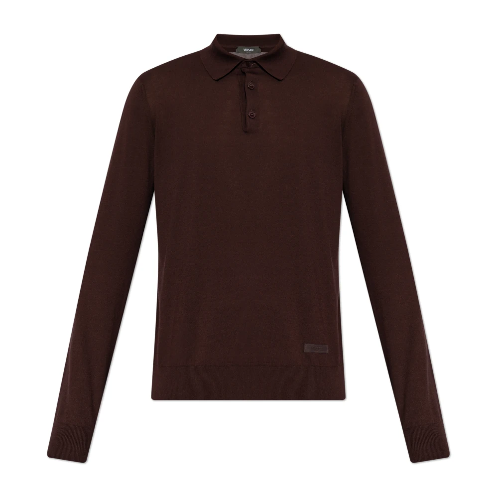 Versace Lange mouw polo Brown Heren