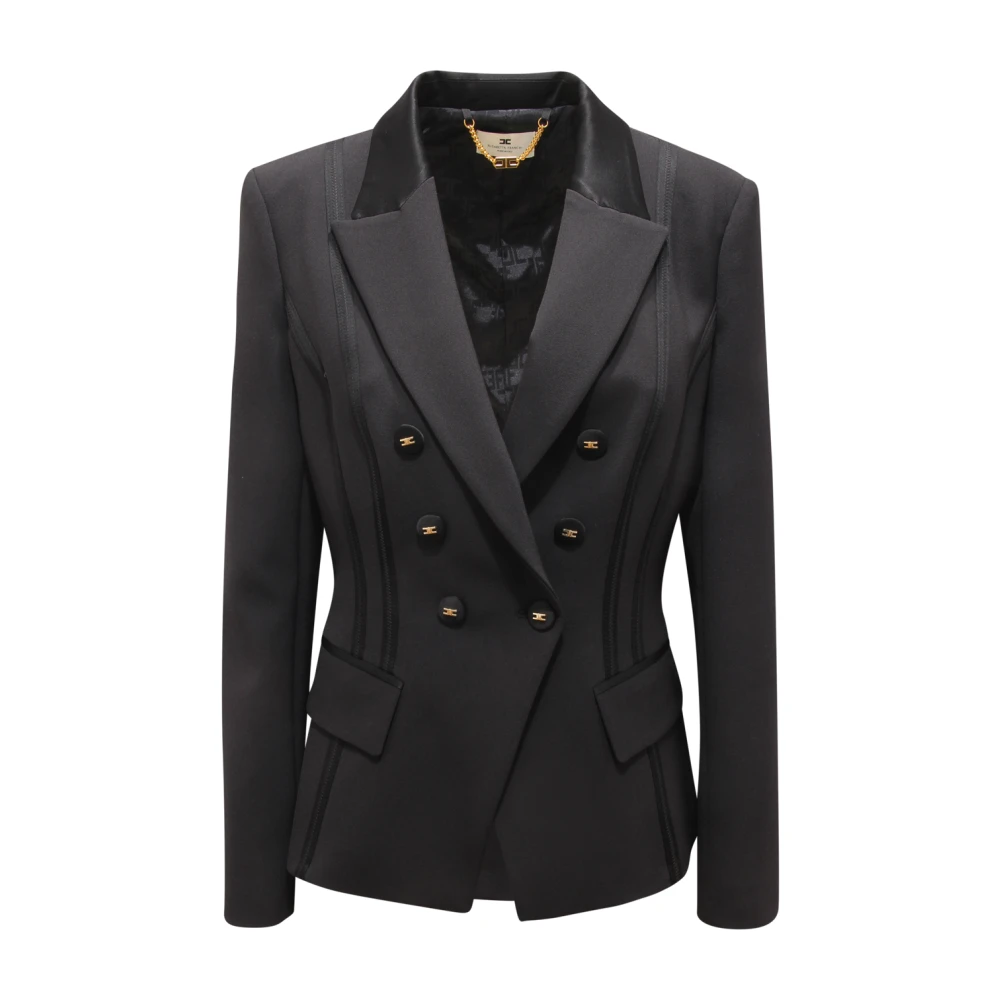 Elisabetta Franchi Women's Black Giacca Doppiopetto Wo Jacket - Blazers - L - Jackets