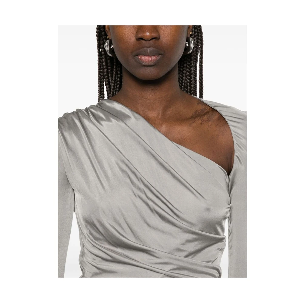 The Attico Taupe Grijs Asymmetrische Hals Jurk Gray Dames