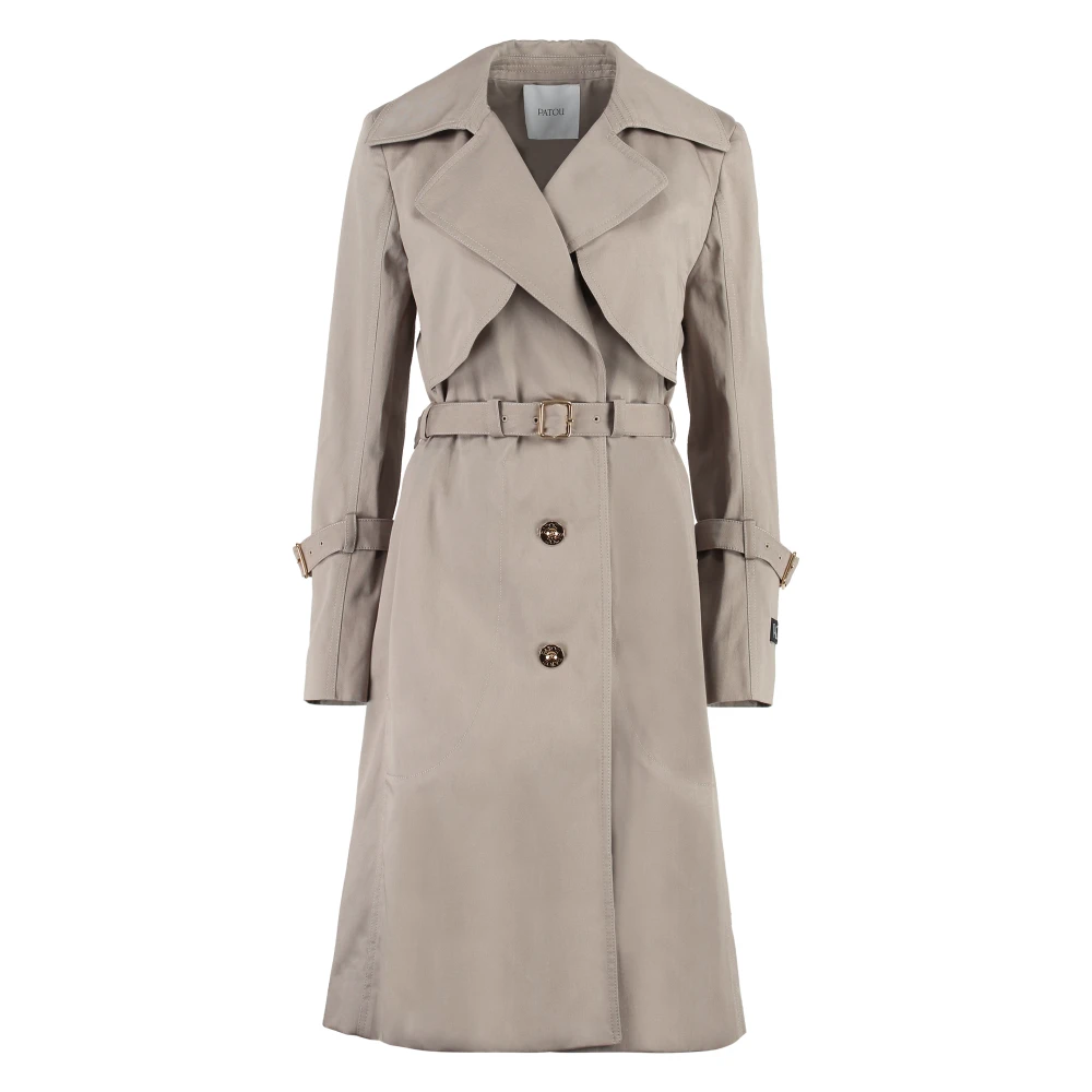 Patou Bomull Trenchcoat med Reverskrage Beige, Dam