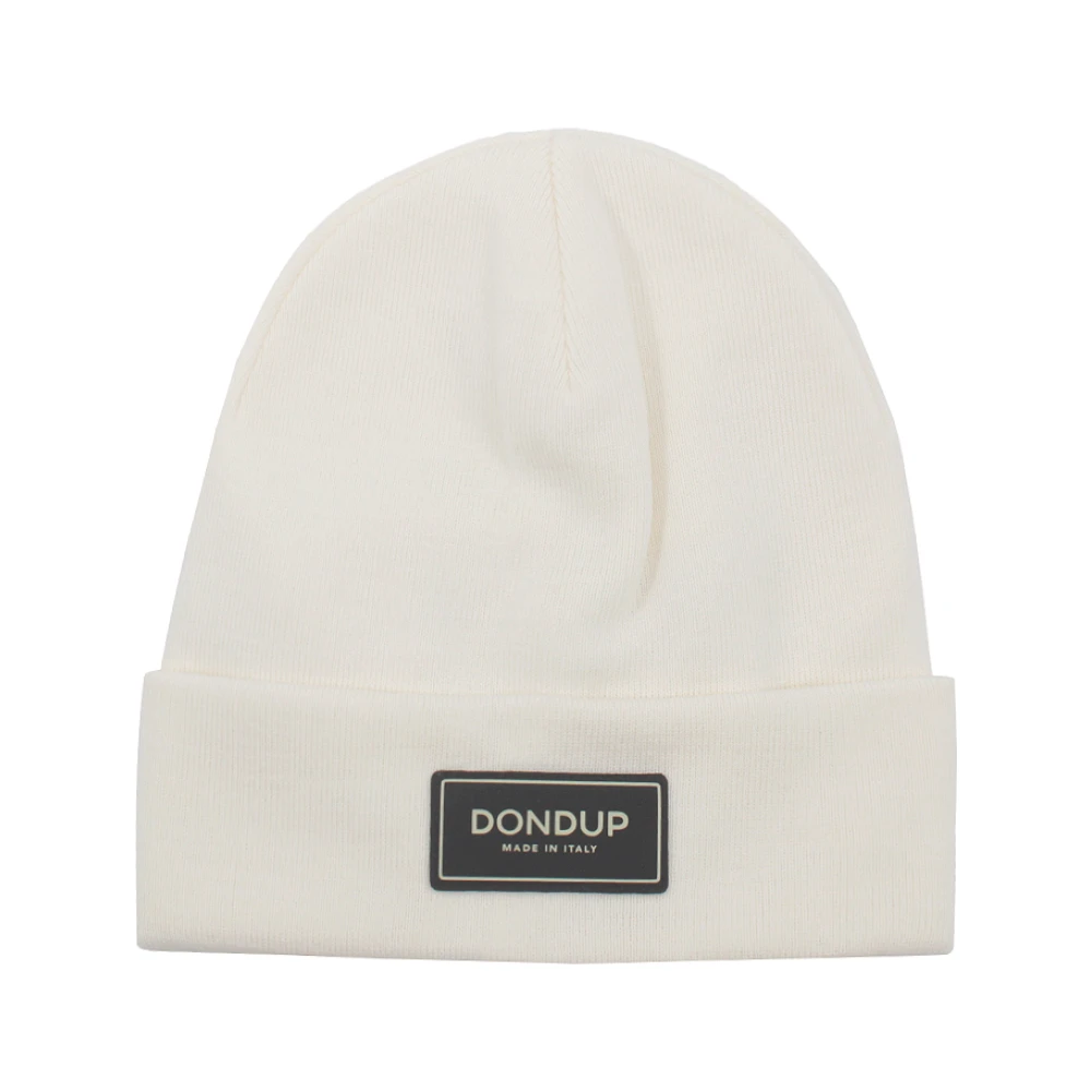 Dondup Gebreide Wit Logo Patch Hoed White Heren