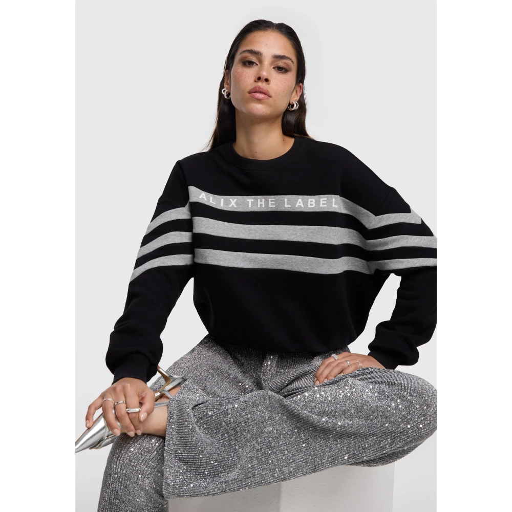 Alix The Label Geknoopte Cropped Sweater Black Dames