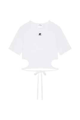 Ribbon Cut Out Contrast T-shirt