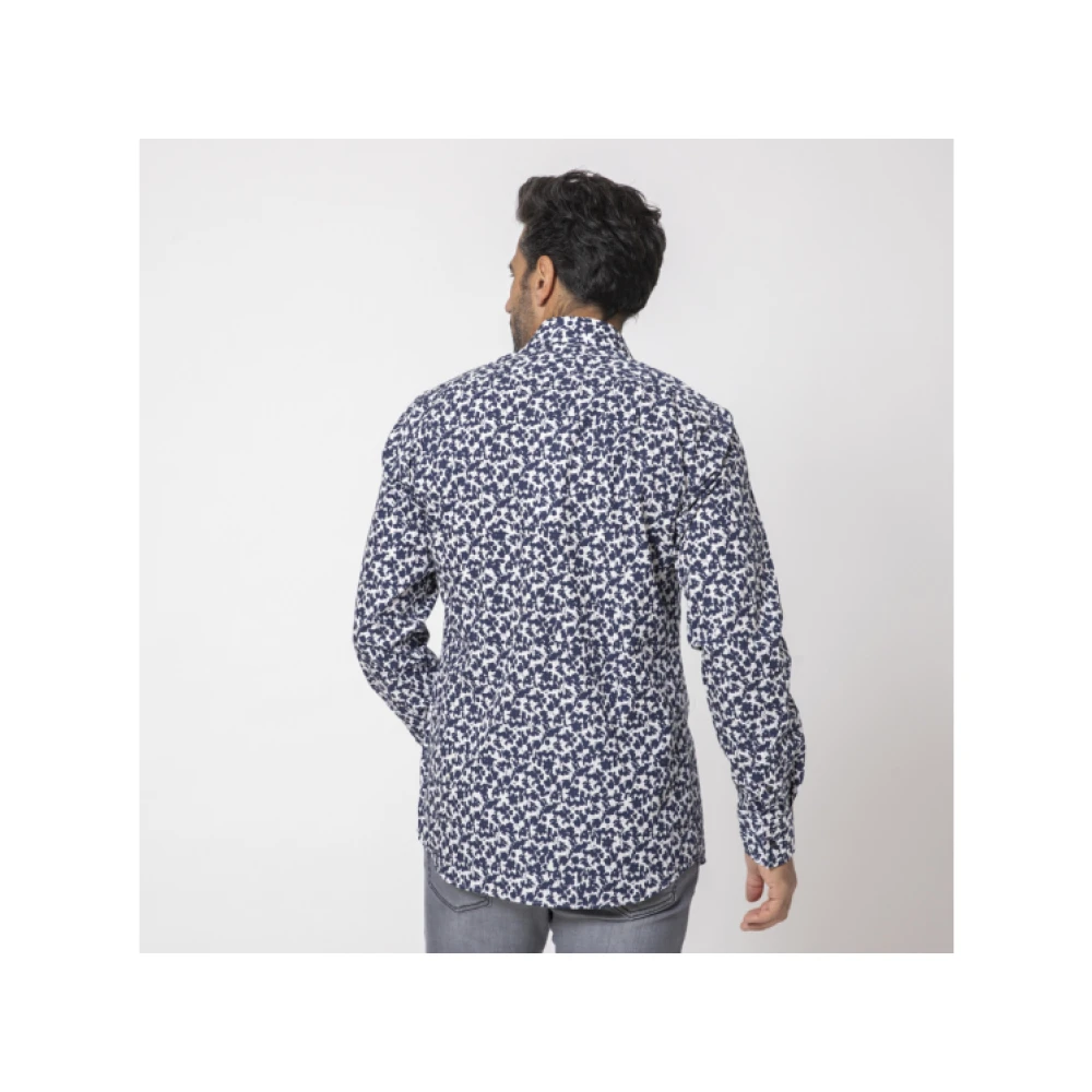 Karl Lagerfeld Moderne bloemen marineblauwe overhemd Multicolor Heren