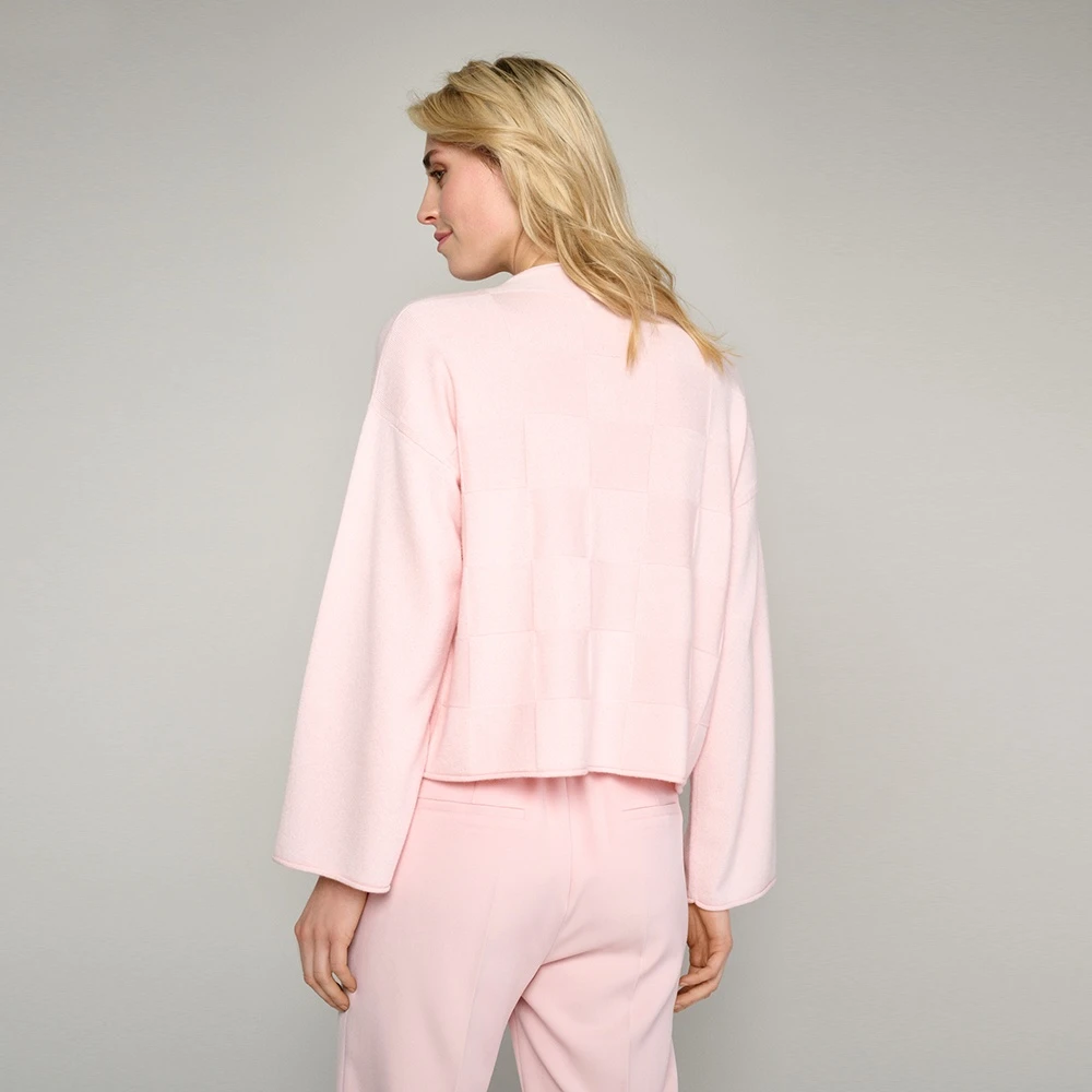 Marie Méro Roze Gebreide Trui met Vierkant Patroon Pink Dames