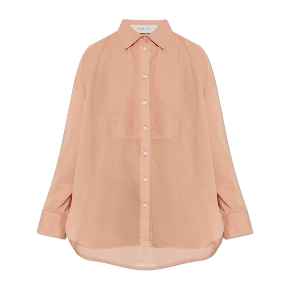 Golden Goose , Shirts, Female, Pink, M, Pleated Oversized Shirt