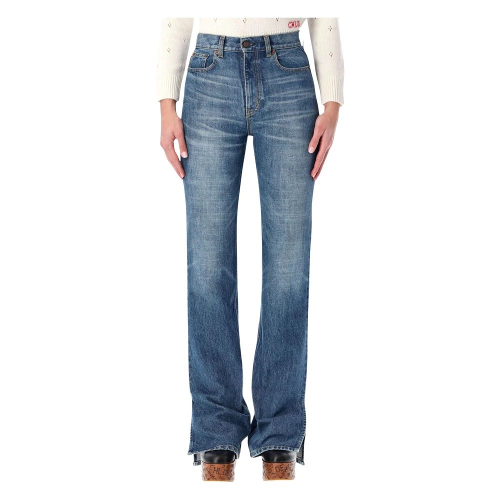 Chloé Women's Blue Split Hem Straight Jeans