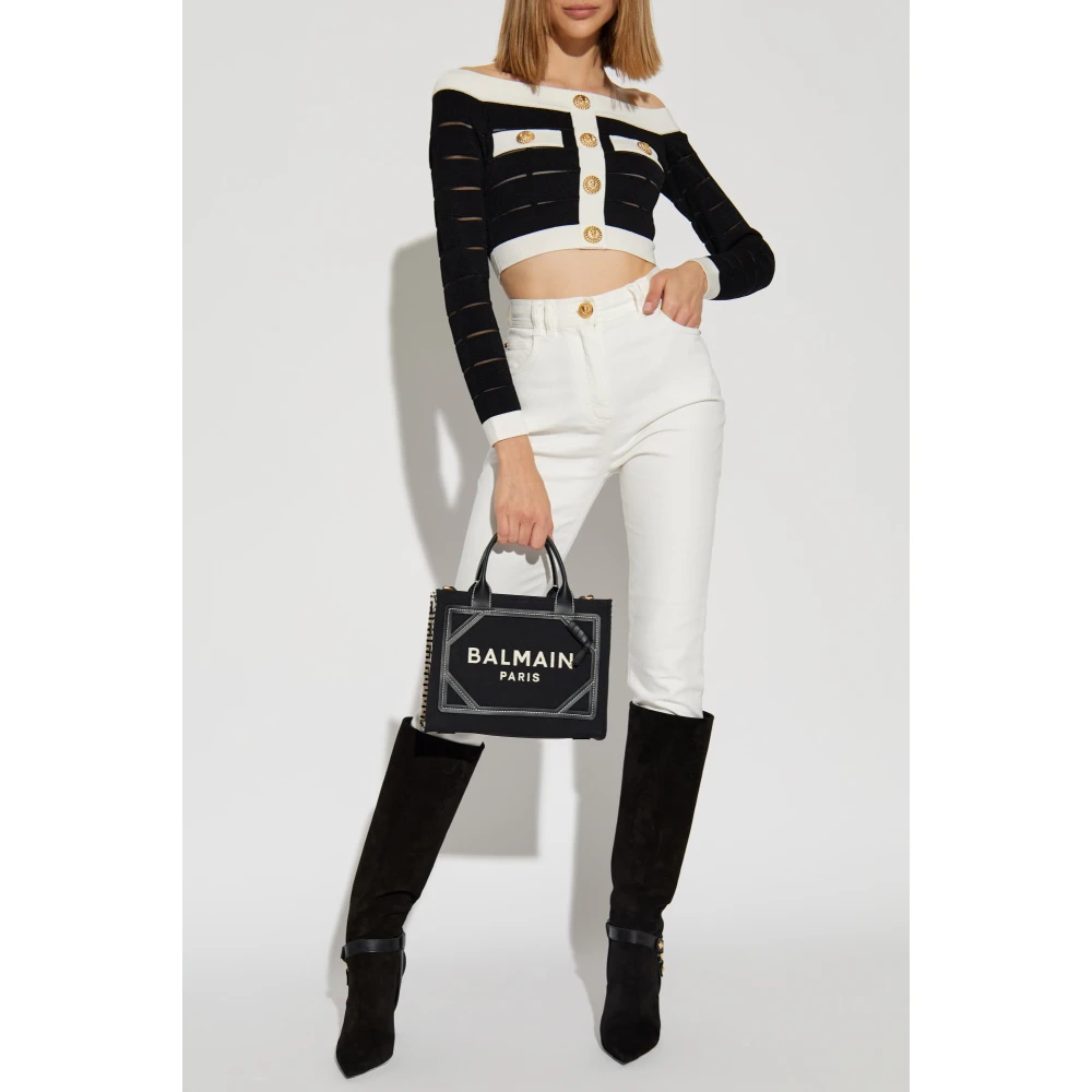 Balmain Crop Top met Knopen Black Dames