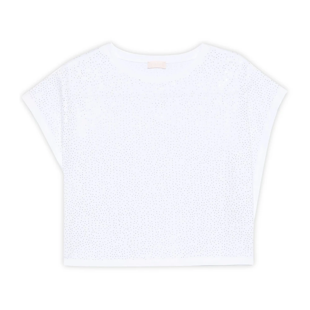 Liu Jo Rhinestone versierde Donna T-shirt White Dames