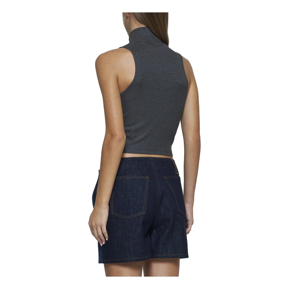 Fendi Grijze Geribbelde Gebreide Tanktop Gray Dames