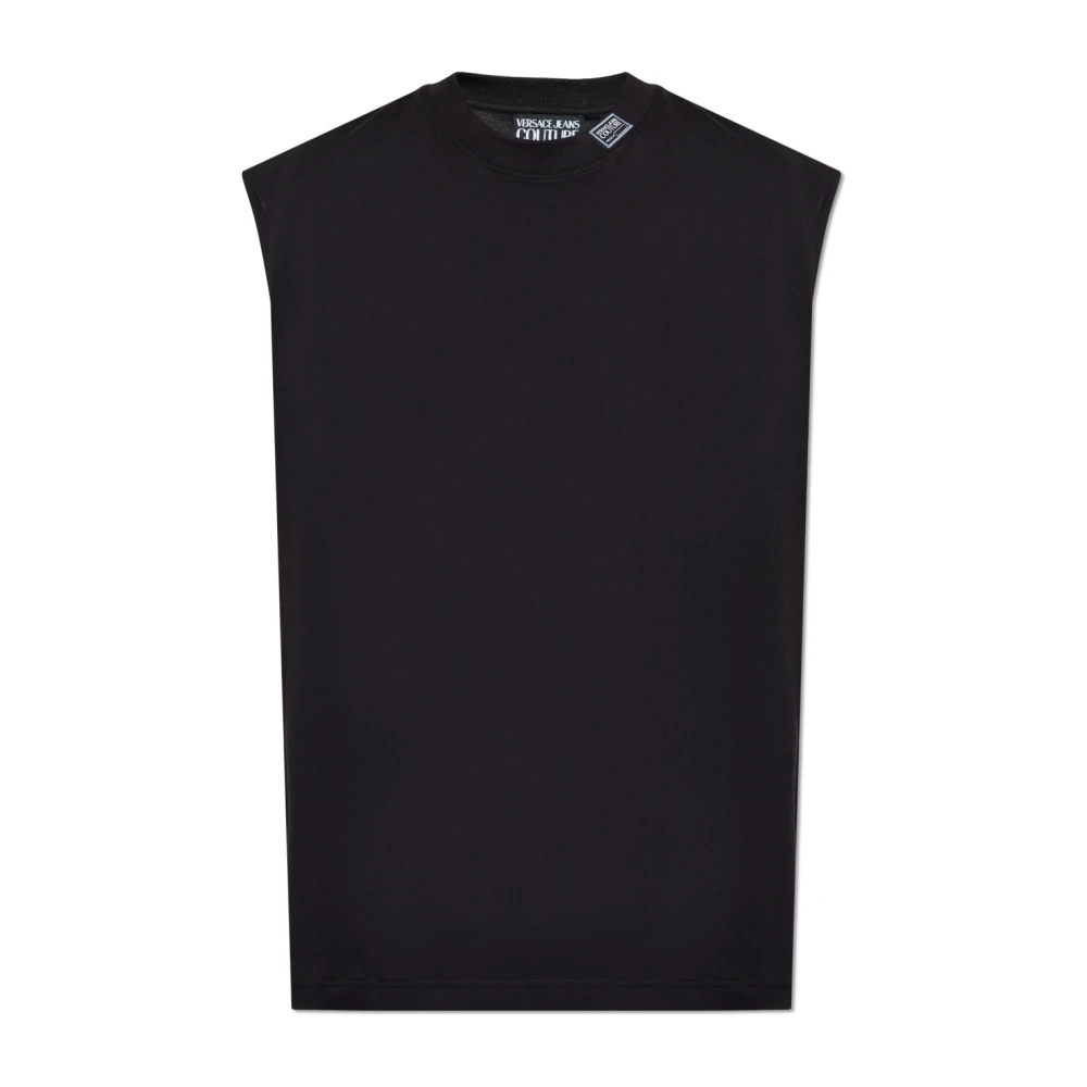 Versace Jeans Couture Zwarte Mouwloze Oversized T-shirt Black Heren