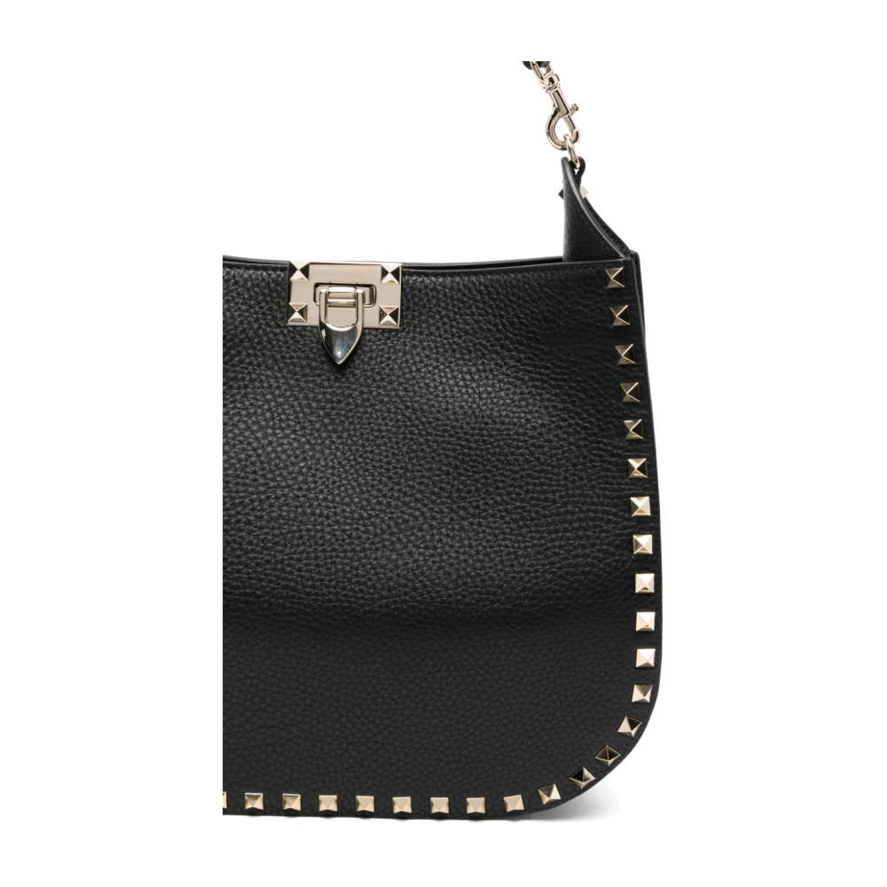 Valentino Garavani Zwarte Rockstud Hobo Tas Black Dames