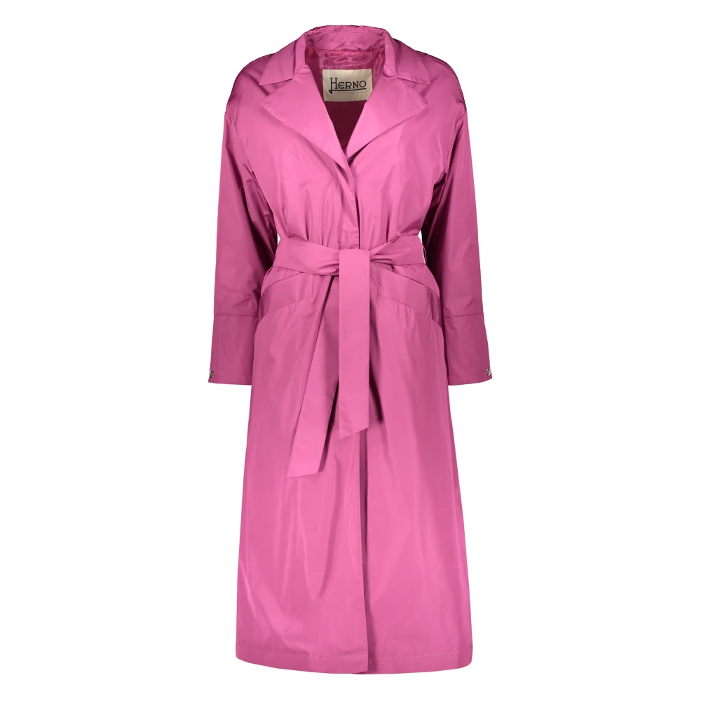 Herno Trenchcoat met logo en reverskraag Pink Dames