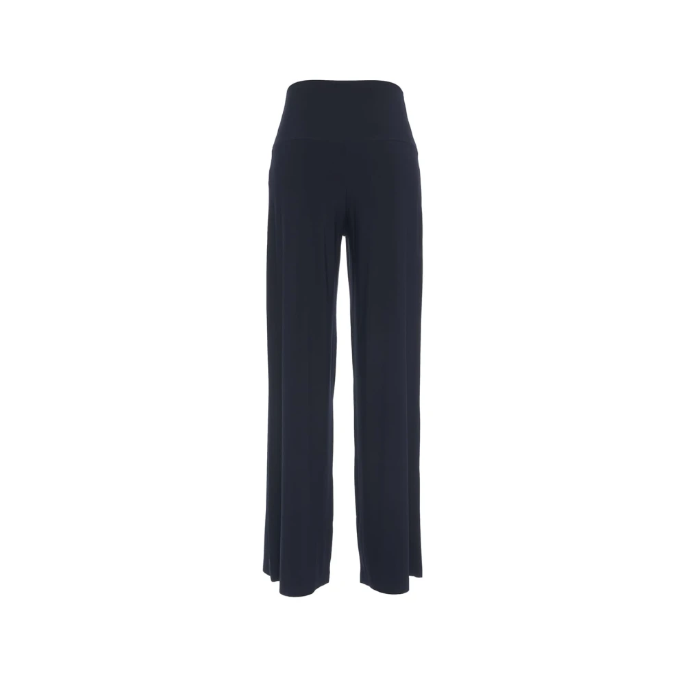 Norma Kamali Blauwe Wijde Pijp Stretch Broek Blue Dames