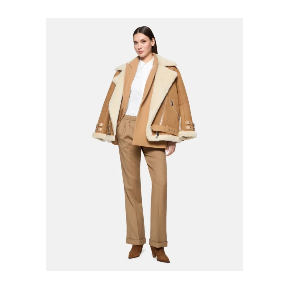 Dondup Wollen bootcut broek met voorplooien Brown Dames