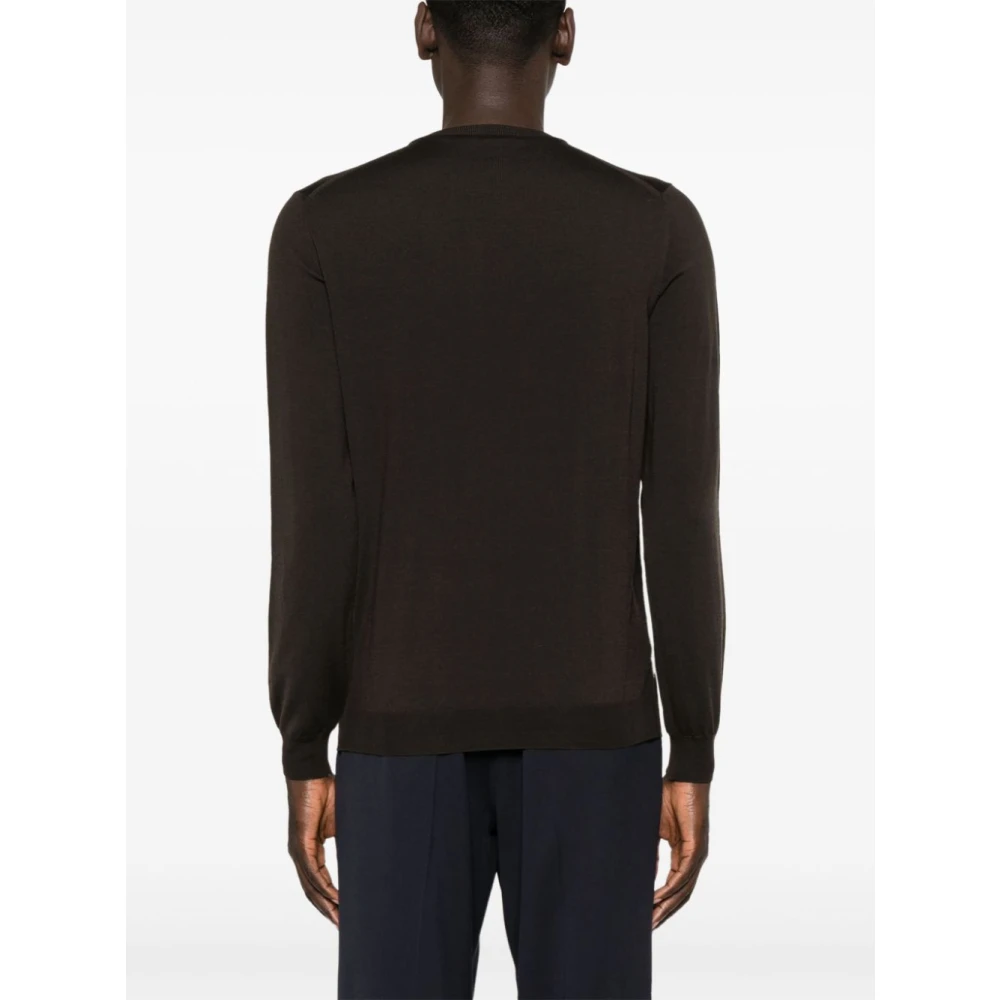 Zanone Bruine Gebreide Crew Neck Sweater Brown Heren