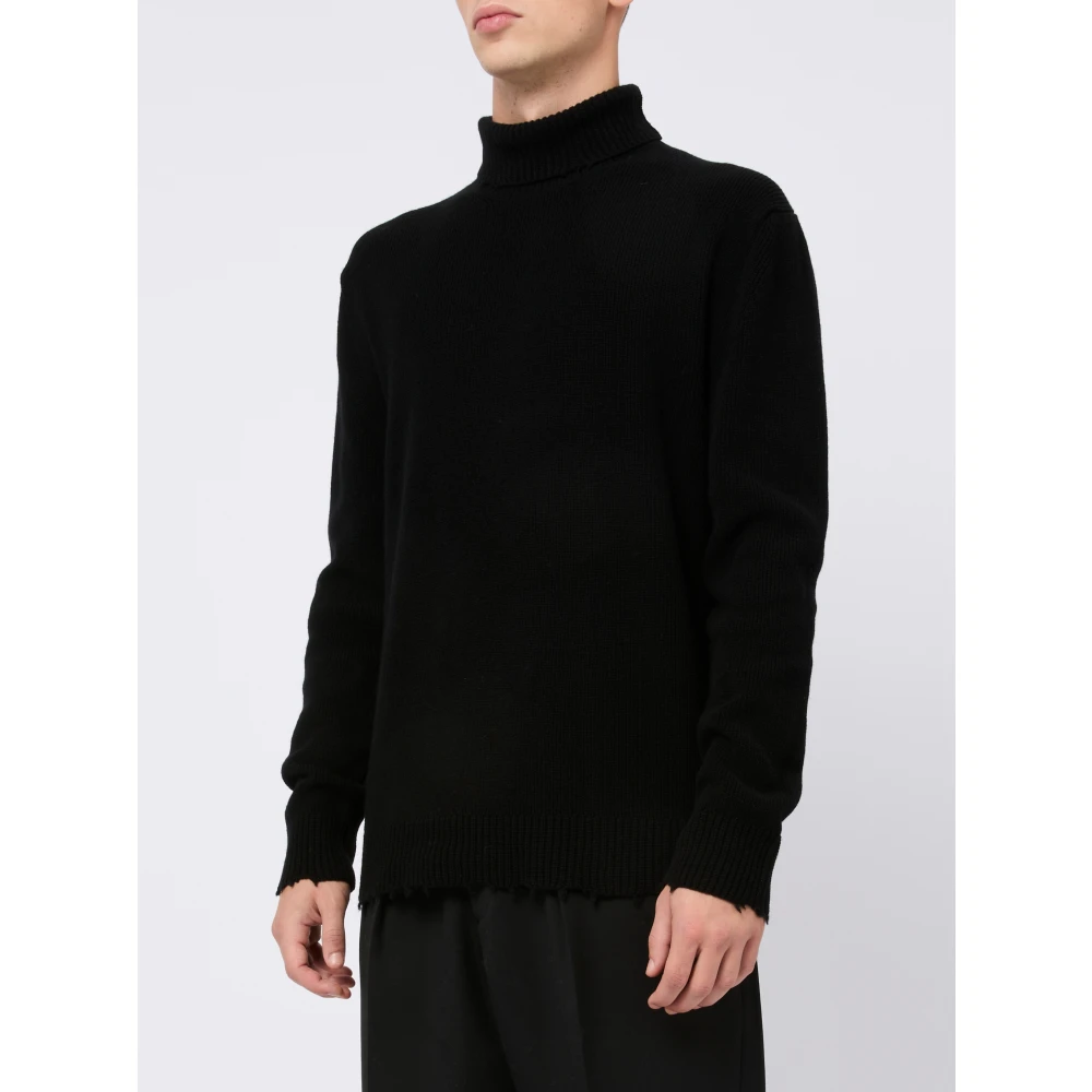 Laneus Hoge hals wollen trui zwart Black Heren