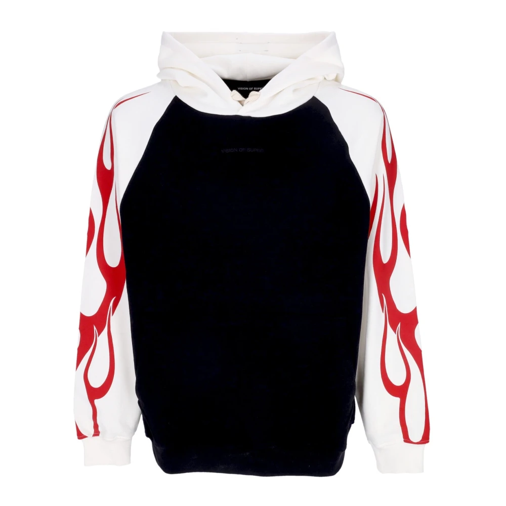Vision Of Super Men's Black Hoodies, Xl, Flames Lightweight Hoodie Off White/Black/Red