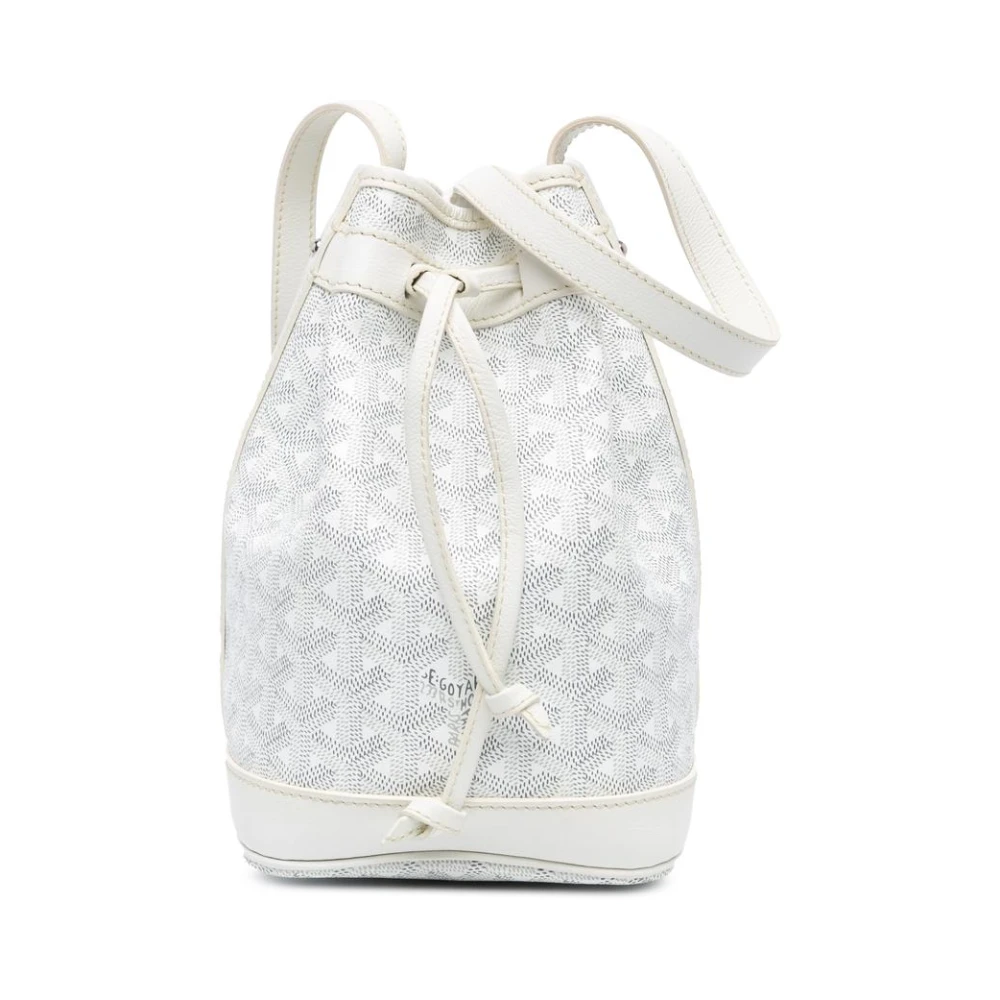 Goyard Vintage Damen Weiß Gebrauchte Eimer-Tasche Mit Zugverschluss