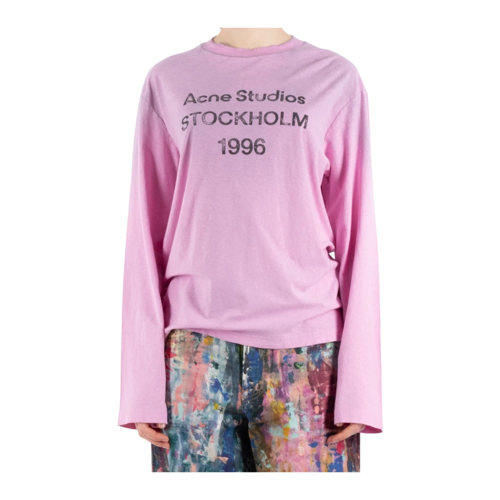 Acne Studios Roze Katoen Hennep T-Shirt Cl0197 Pink Dames