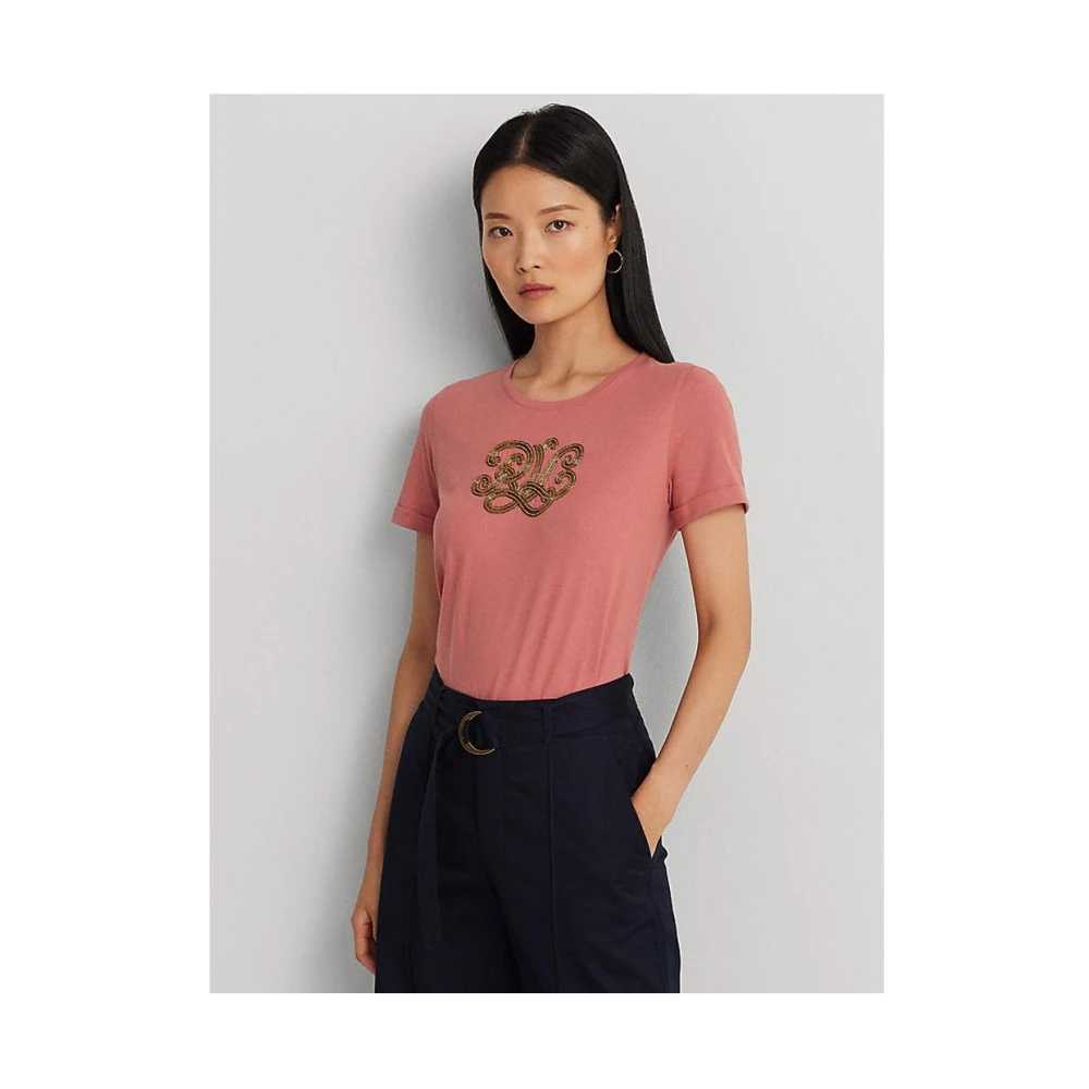 Ralph Lauren Stijlvol T-shirt voor Mannen Pink Dames