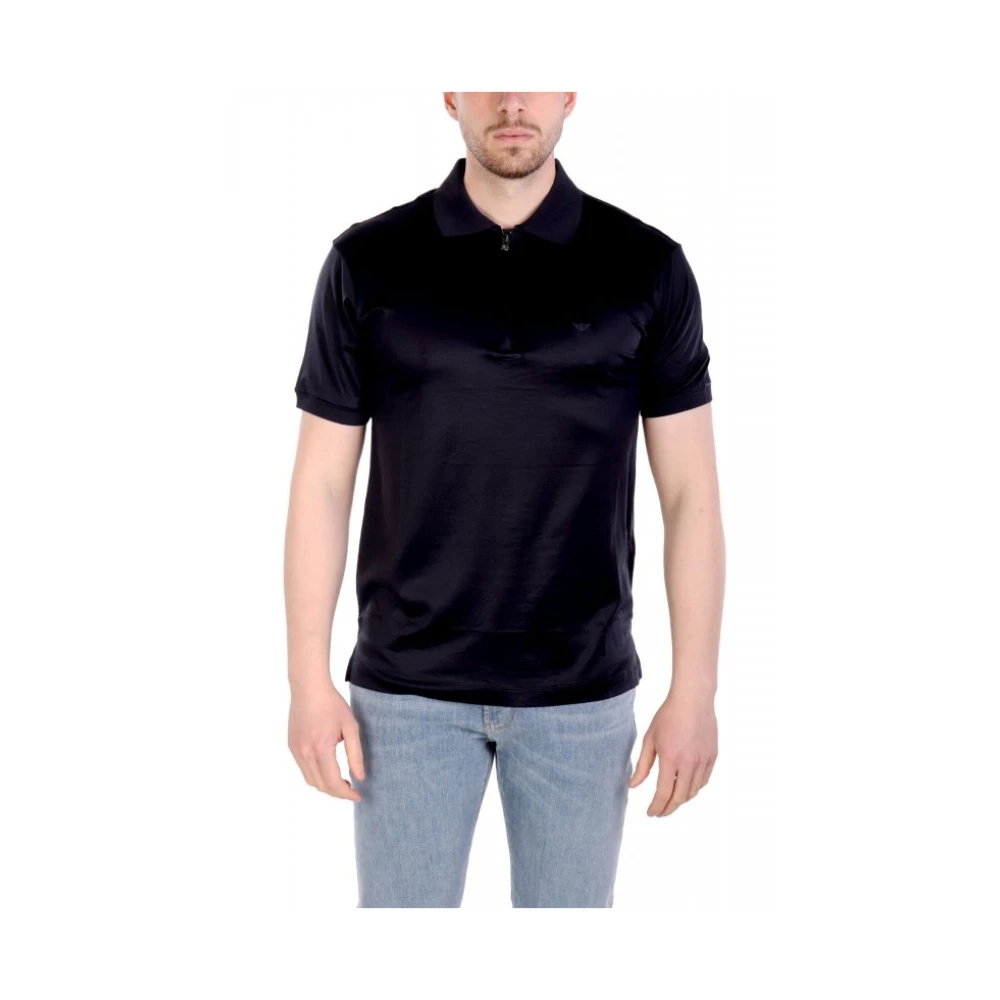 Emporio Armani Mannelijk Blauw Polo Halfzip Logo