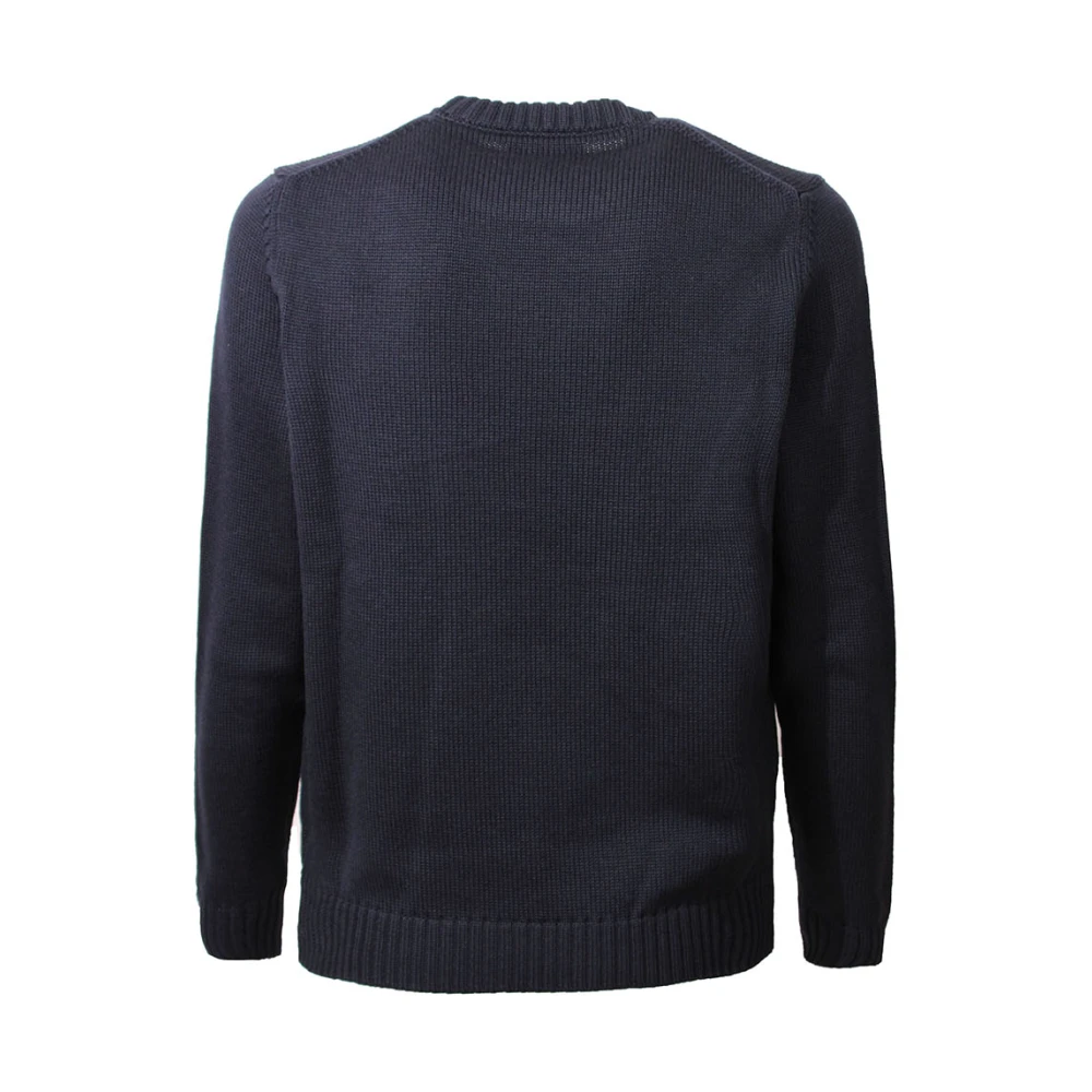 Zanone Blauwe Wol Crew-Neck Sweater Blue Heren