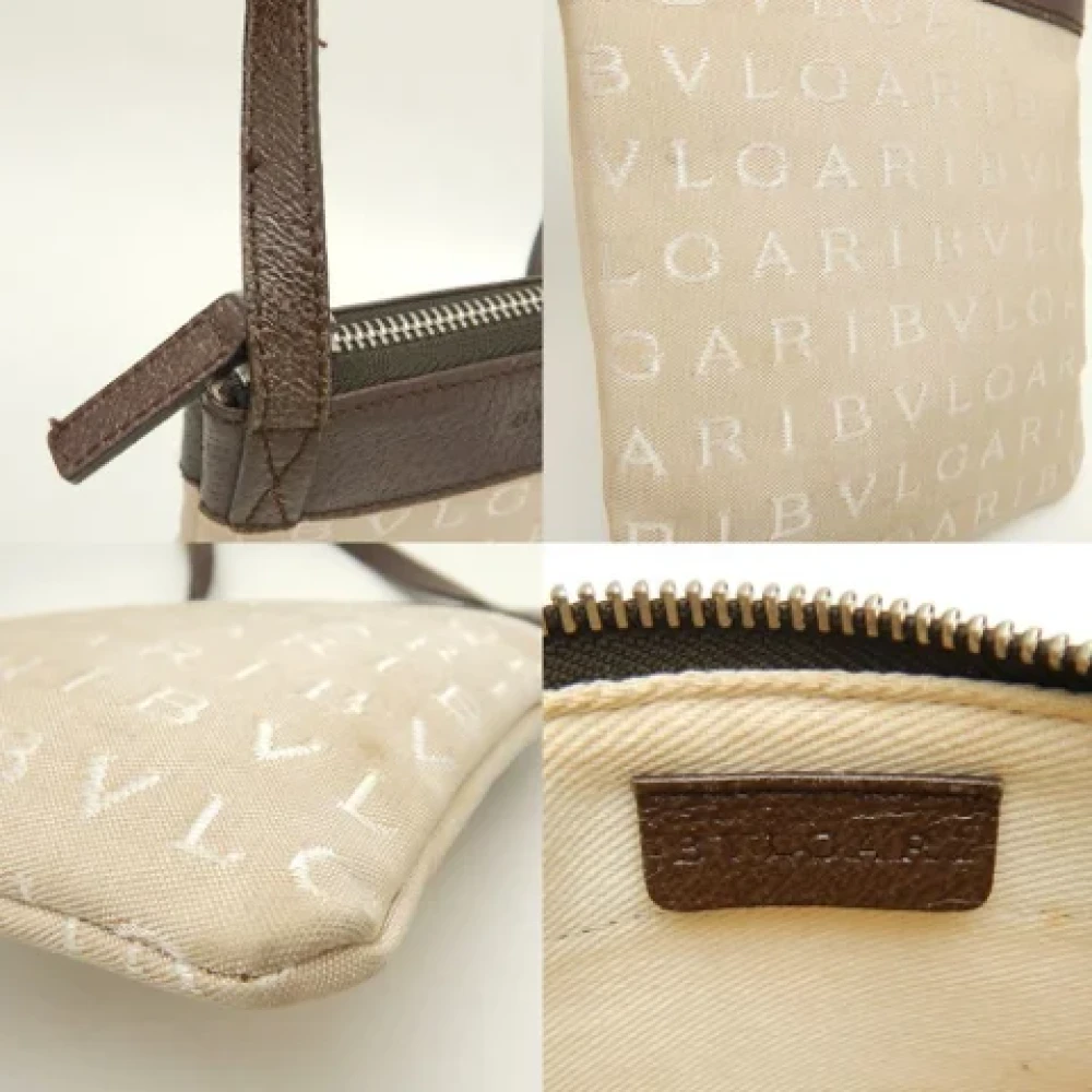 Bvlgari Vintage Pre-owned Canvas shoulder-bags Beige Dames