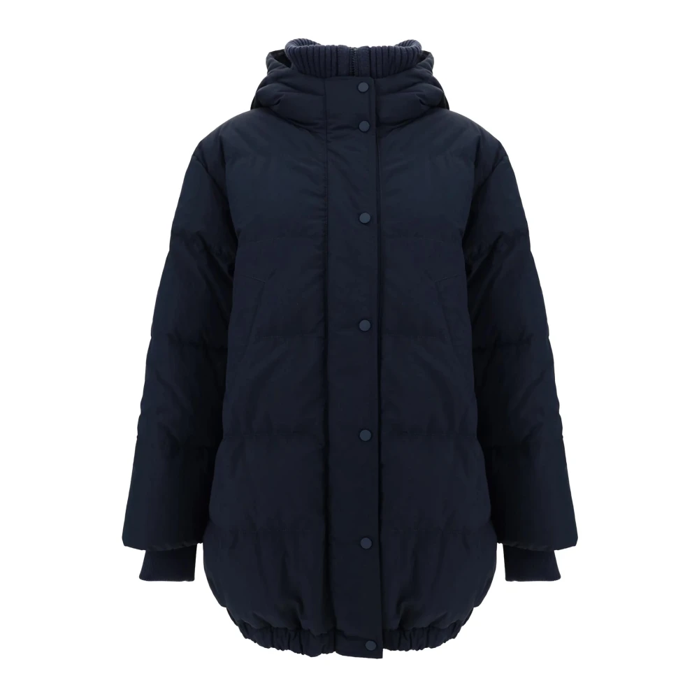 BRUNELLO CUCINELLI Blauwe Gewatteerde Pufferjas Met Capuchon Blue Dames