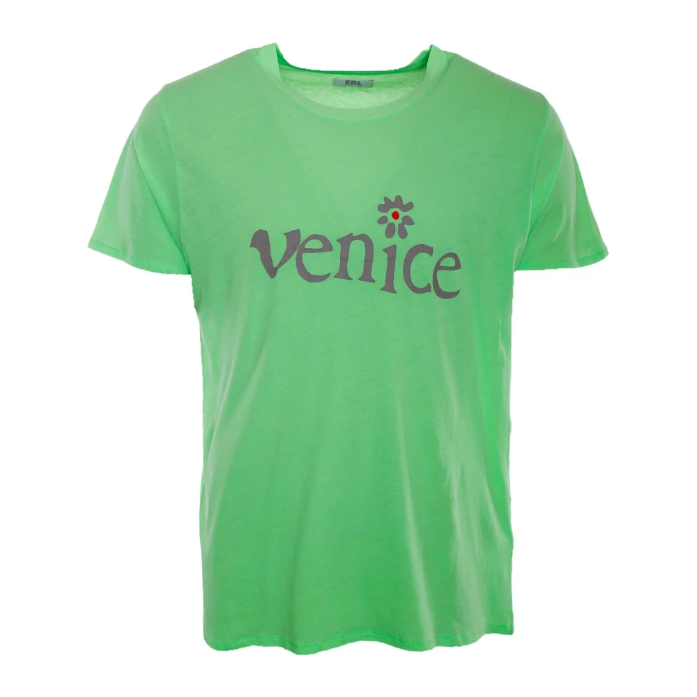 ERL Venice T-shirt met voor- en achterprints Green Heren