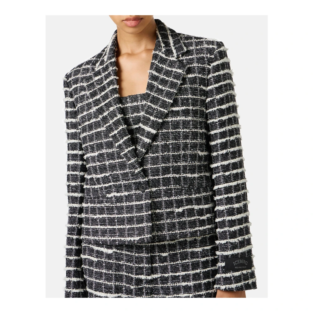 Iceberg Zwart-wit geruite korte jas enkelrij Black Dames