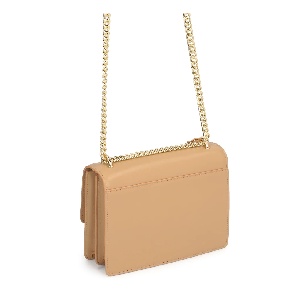 Kazar Leren tas met een klep en een metalen hanger Beige Dames