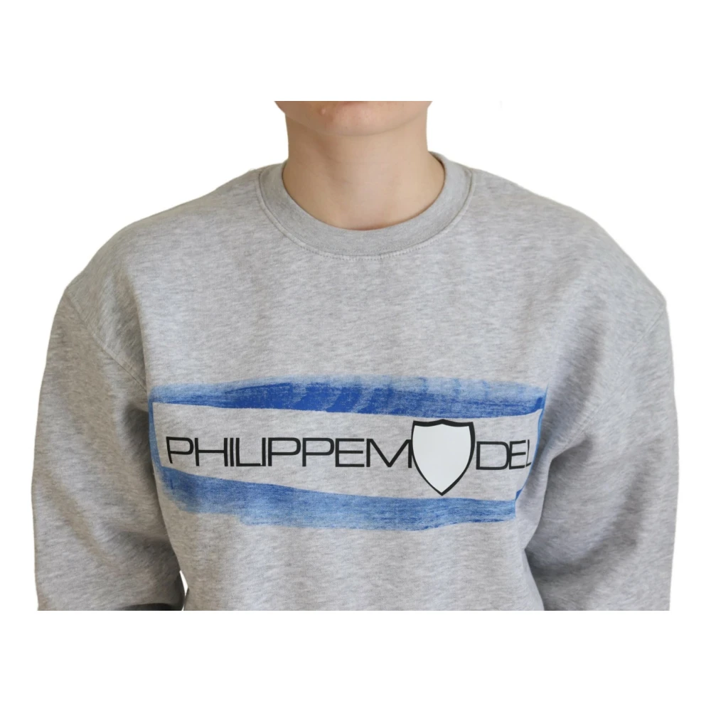 Philippe Model Elegante Grijze Bedrukte Katoenen Trui Gray Dames
