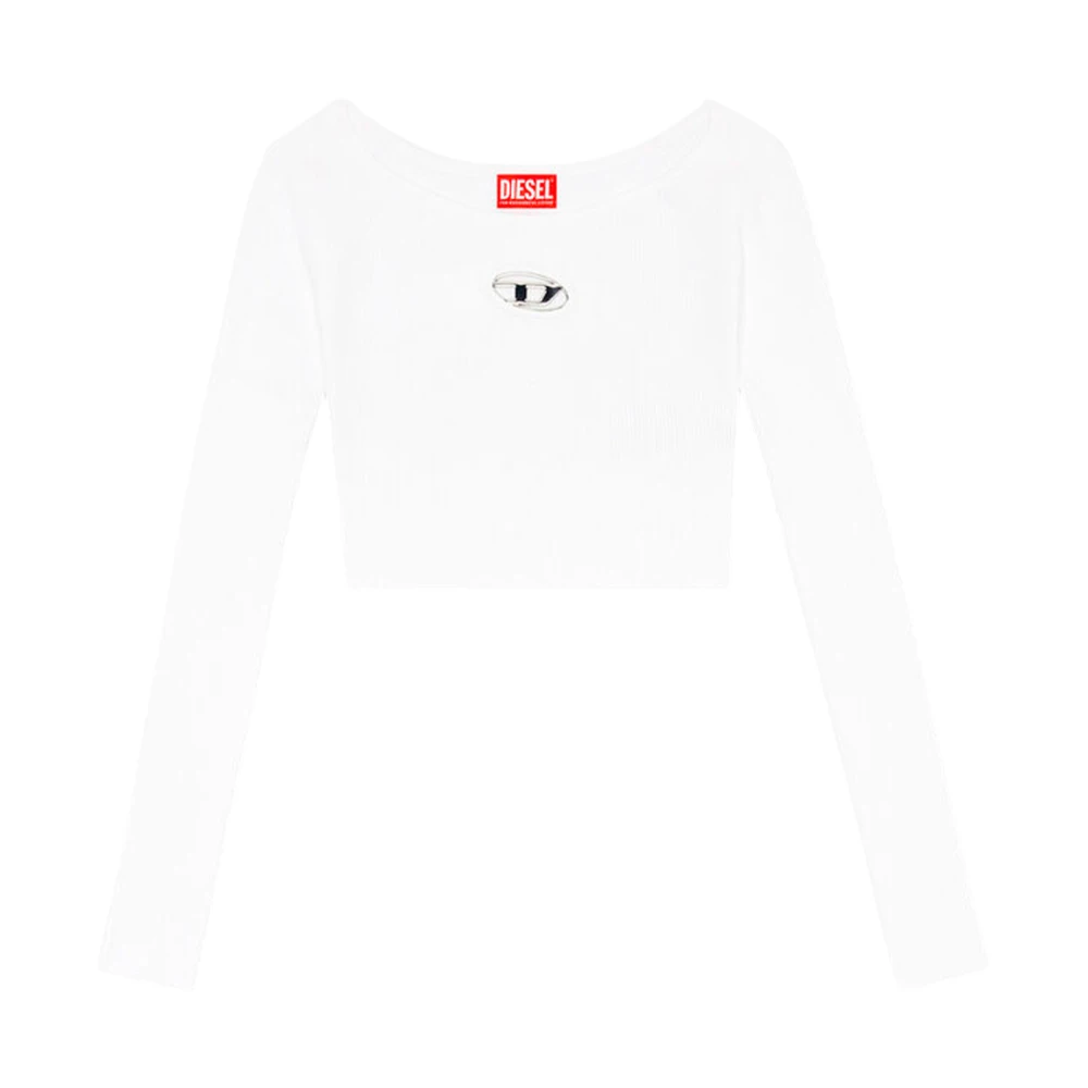 Diesel Metalen Oval D Trui met lange mouwen White Dames